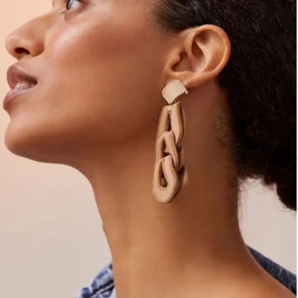 Anthropologie Leather Loop Drop Earrings New